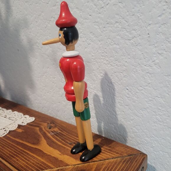Vintage Pinocchio Handmade in Italy Jointed Articulated Wooden Boy Ornament Toy - Picture 2 of 12